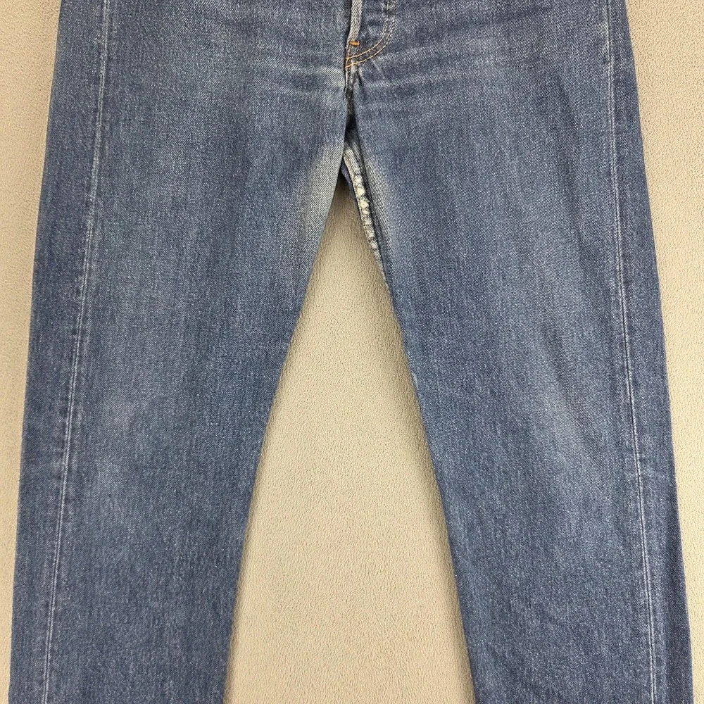 Vintage Levis 501 Jeans Mens Blue Button Fly Made in USA Altered Hem Fits 28x28